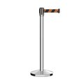 Montour Line Retractable Belt Barrier Stanchion, 2" Pol.Steel Post  9' Blk/Or Belt M530-PS-BOD-90